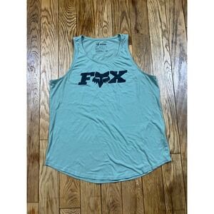Fox Racing Tank Top Sleeveless‎ Teal Green Graphic Logo Activewear